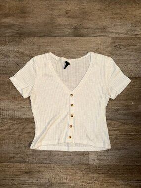 Wild Fable Ribbed Button Down Crop Top